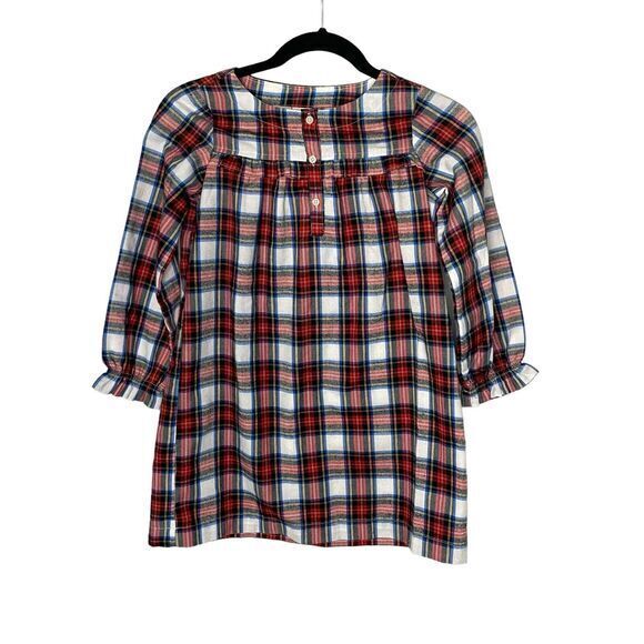 CREWCUTS Girls Red Tartan Plaid Flannel Nightgown Size M‎ 8-9 - Picture 1 of 6